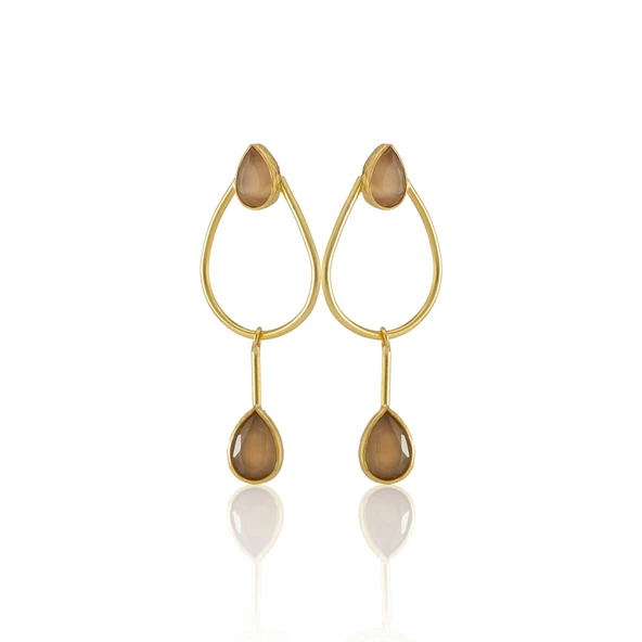 Kadir Jewellery 22 Ayar Altın Kaplama Kadın Sallantılı Küpe -El İşçiliği Ve Hipoalerjenik Küpe-E85 - 7