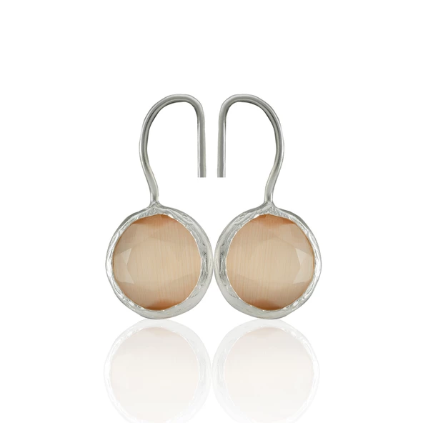 Kadir Jewellery Gümüş Kaplama Kadın Taşlı Küpe -El İşçiliği Ve Hipoalerjenik Küpe - 6