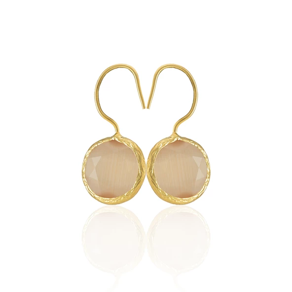 Kadir Jewellery 22 Ayar Altın Kaplama Kadın Taşlı Küpe -El İşçiliği Ve Hipoalerjenik Küpe -E01 - Resim 7