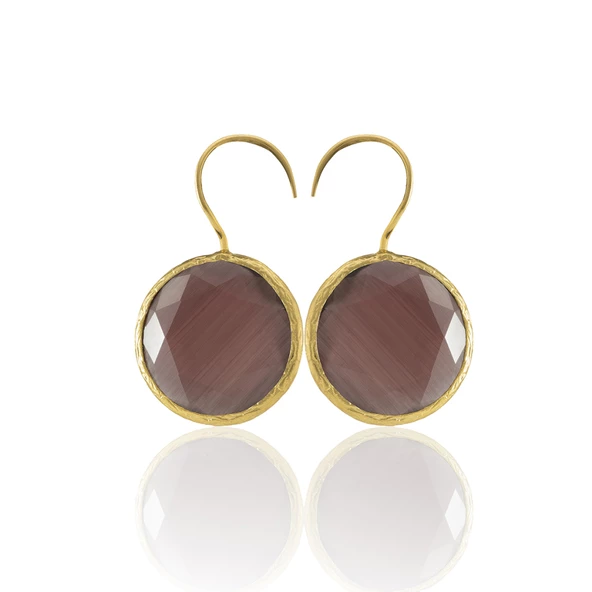 Kadir Jewellery 22 Ayar Altın Kaplama Kadın Taşlı Küpe -El İşçiliği Ve Hipoalerjenik Küpe - 8