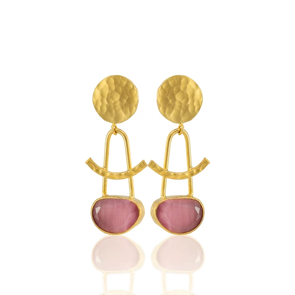 Kadir Jewellery 22 Ayar Altın Kaplama Vintage Küpe -El İşçiliği Ve Hipoalerjenik Küpe - Resim 6