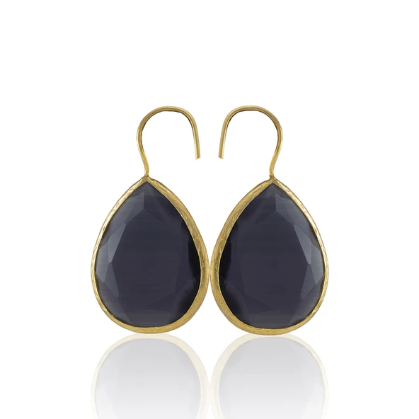 Kadir Jewellery 22 Ayar Altın Kaplama Damla Taşlı Küpe -El İşçiliği Ve Hipoalerjenik Küpe - Resim 11