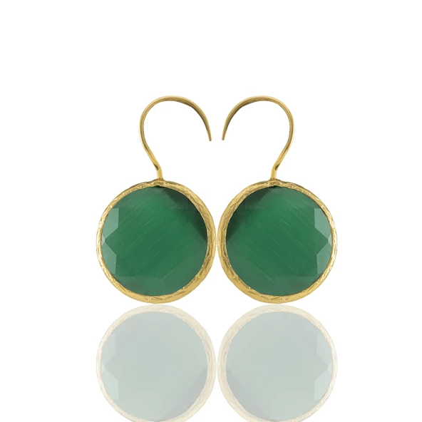 Kadir Jewellery 22 Ayar Altın Kaplama Kadın Taşlı Küpe -El İşçiliği Ve Hipoalerjenik Küpe - 2