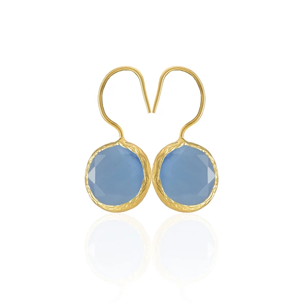 Kadir Jewellery 22 Ayar Altın Kaplama Kadın Taşlı Küpe -El İşçiliği Ve Hipoalerjenik Küpe -E01 - Resim 12