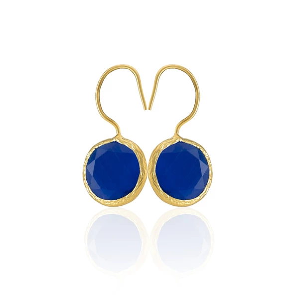 Kadir Jewellery 22 Ayar Altın Kaplama Kadın Taşlı Küpe -El İşçiliği Ve Hipoalerjenik Küpe -E01 - Resim 9