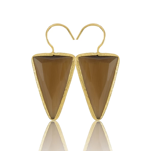 Kadir Jewellery 22 Ayar Altın Kaplama Vintage Küpe -El İşçiliği Ve Hipoalerjenik Küpe - Resim 5