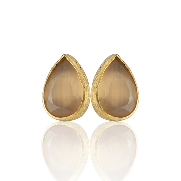 Kadir Jewellery 22 Ayar Altın Kaplama Kadın Minimal Küpe -El İşçiliği Ve Hipoalerjenik Küpe - Resim 7