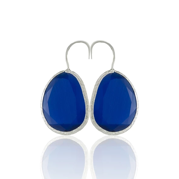 Kadir Jewellery Gümüş Kaplama Fosil Taşlı Küpe -El İşçiliği Ve Hipoalerjenik Küpe - Resim 9