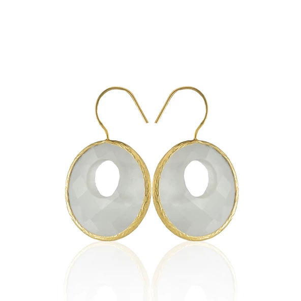 Kadir Jewellery 22 Ayar Altın Kaplama Kadın Taşlı Küpe -El İşçiliği Ve Hipoalerjenik Küpe - 12