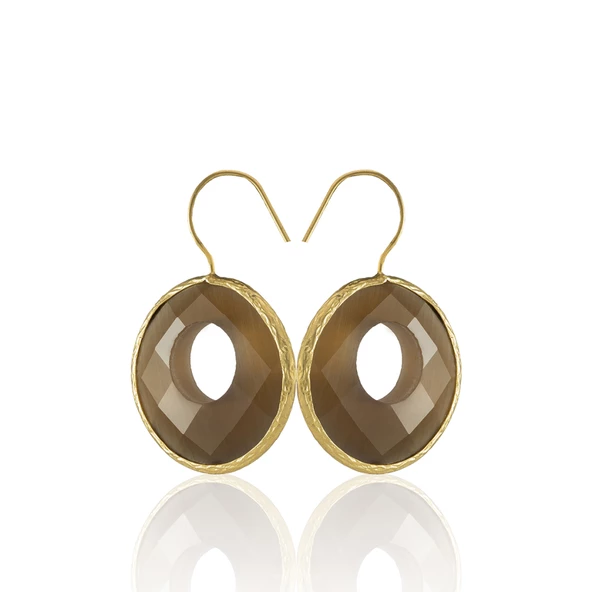 Kadir Jewellery 22 Ayar Altın Kaplama Kadın Taşlı Küpe -El İşçiliği Ve Hipoalerjenik Küpe - 5