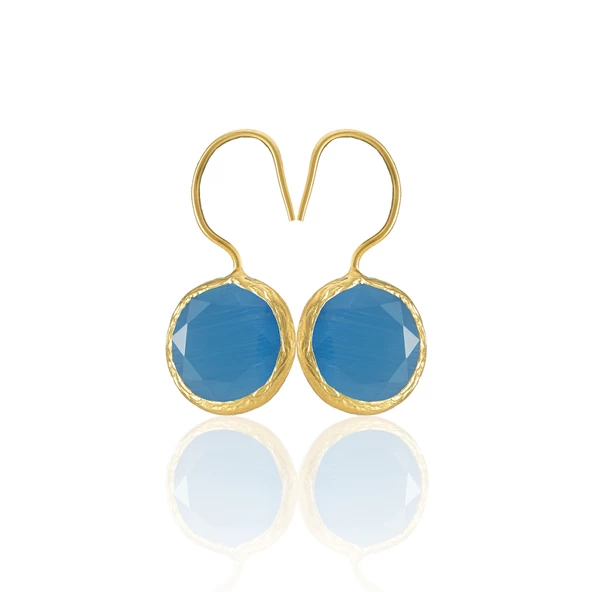 Kadir Jewellery 22 Ayar Altın Kaplama Kadın Taşlı Küpe -El İşçiliği Ve Hipoalerjenik Küpe -E01 - Resim 10