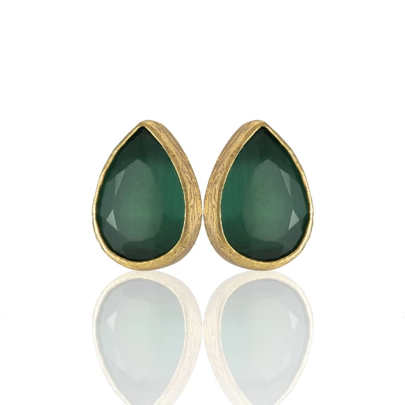 Kadir Jewellery 22 Ayar Altın Kaplama Kadın Minimal Küpe -El İşçiliği Ve Hipoalerjenik Küpe - Resim 2