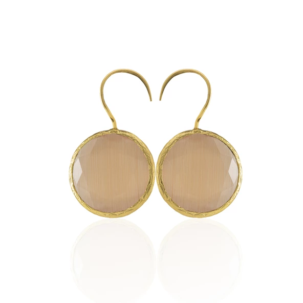 Kadir Jewellery 22 Ayar Altın Kaplama Kadın Taşlı Küpe -El İşçiliği Ve Hipoalerjenik Küpe - 7