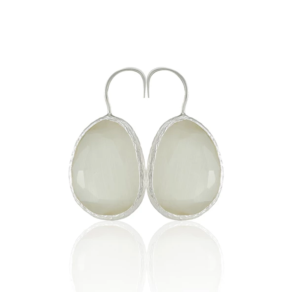 Kadir Jewellery Gümüş Kaplama Fosil Taşlı Küpe -El İşçiliği Ve Hipoalerjenik Küpe - Resim 12