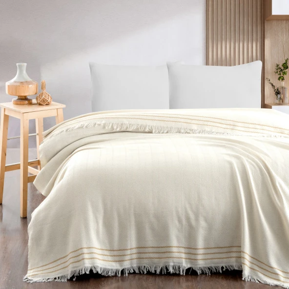 Schafer Home Rena Çift Kişilik Pike 200x230 Cm-Ekru/Hardal