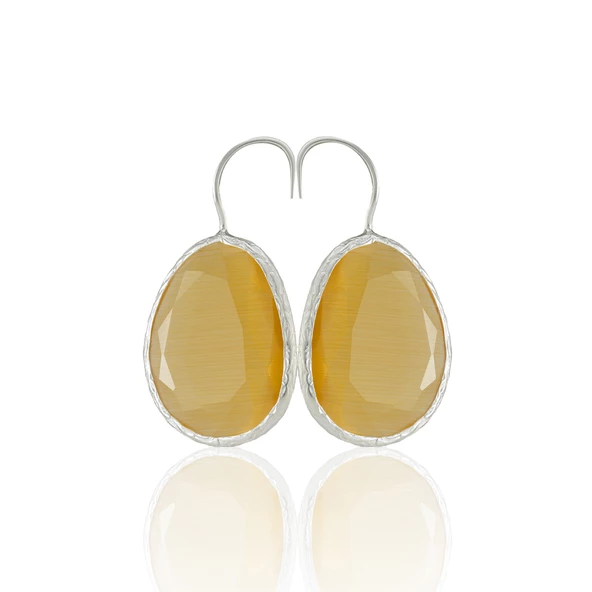 Kadir Jewellery Gümüş Kaplama Fosil Taşlı Küpe -El İşçiliği Ve Hipoalerjenik Küpe ürün görseli