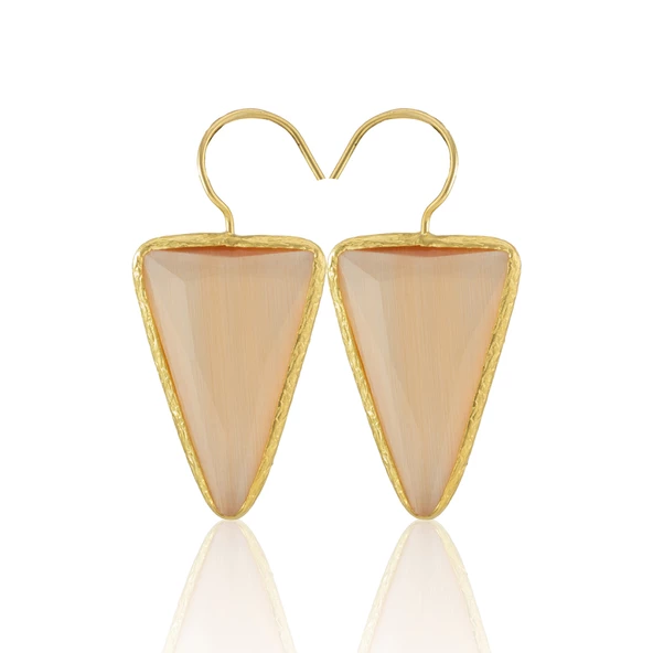 Kadir Jewellery 22 Ayar Altın Kaplama Vintage Küpe -El İşçiliği Ve Hipoalerjenik Küpe - Resim 7