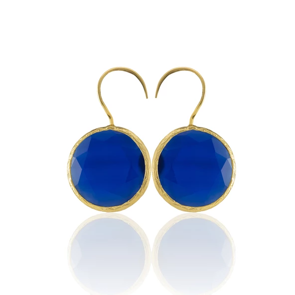 Kadir Jewellery 22 Ayar Altın Kaplama Kadın Taşlı Küpe -El İşçiliği Ve Hipoalerjenik Küpe - 9