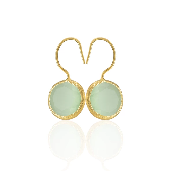 Kadir Jewellery 22 Ayar Altın Kaplama Kadın Taşlı Küpe -El İşçiliği Ve Hipoalerjenik Küpe -E01 - Resim 4