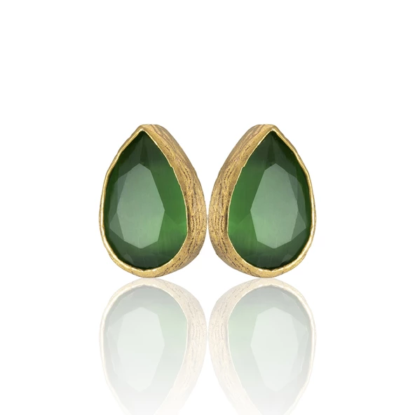 Kadir Jewellery 22 Ayar Altın Kaplama Kadın Minimal Küpe -El İşçiliği Ve Hipoalerjenik Küpe - Resim 3