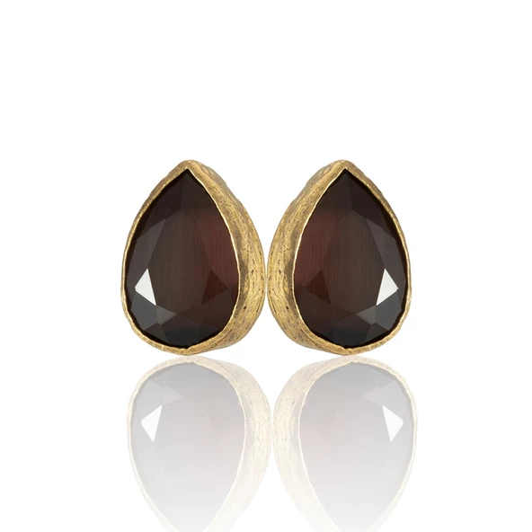 Kadir Jewellery 22 Ayar Altın Kaplama Kadın Minimal Küpe -El İşçiliği Ve Hipoalerjenik Küpe - Resim 8