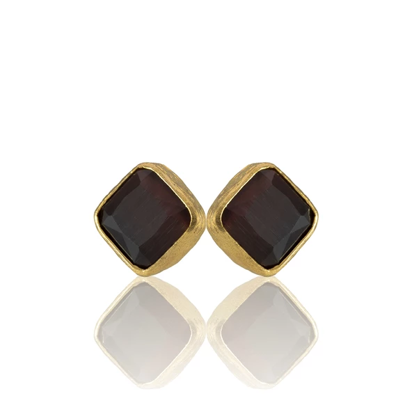 Kadir Jewellery 22 Ayar Altın Kaplama Kadın Minimal Küpe -El İşçiliği Ve Hipoalerjenik Küpe - Resim 8