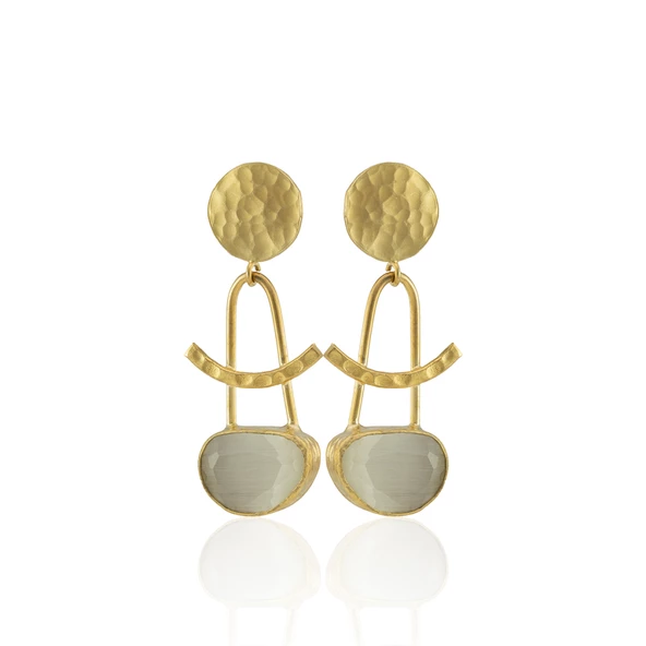 Kadir Jewellery 22 Ayar Altın Kaplama Vintage Küpe -El İşçiliği Ve Hipoalerjenik Küpe - Resim 12