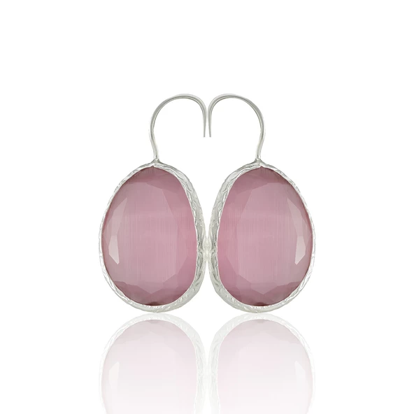 Kadir Jewellery Gümüş Kaplama Fosil Taşlı Küpe -El İşçiliği Ve Hipoalerjenik Küpe - Resim 6