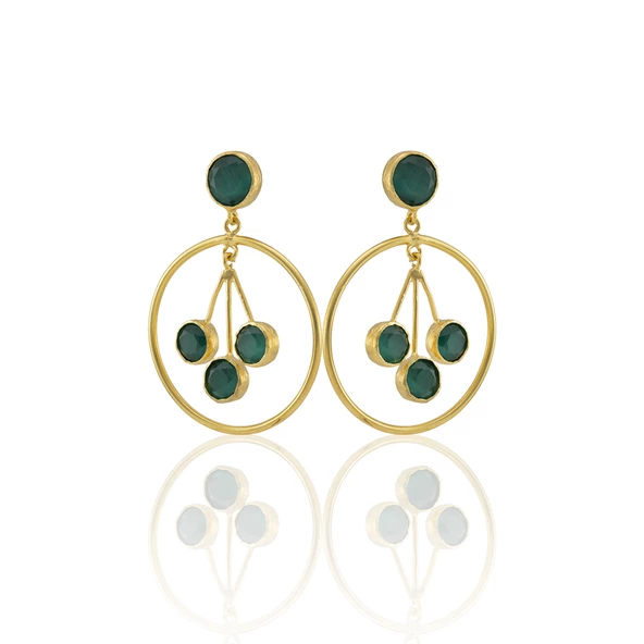 Kadir Jewellery 22 Ayar Altın Kaplama Vintage Küpe -El İşçiliği Ve Hipoalerjenik Küpe - Resim 2