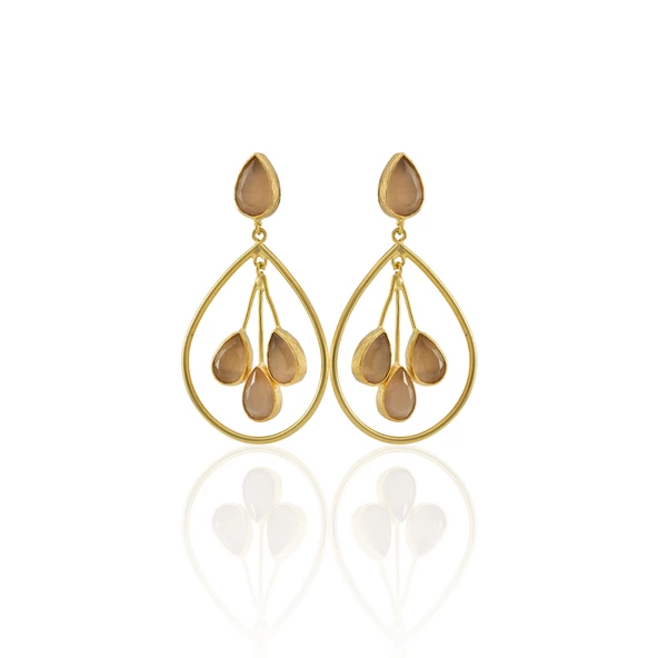 Kadir Jewellery 22 Ayar Altın Kaplama Kadın Sallantılı Küpe -El İşçiliği Ve Hipoalerjenik Küpe - 7