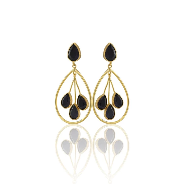 Kadir Jewellery 22 Ayar Altın Kaplama Kadın Sallantılı Küpe -El İşçiliği Ve Hipoalerjenik Küpe - 10