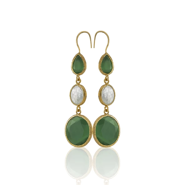 Kadir Jewellery 22 Ayar Altın Kaplama Kadın İnci Küpe -El İşçiliği Ve Hipoalerjenik Küpe - 3