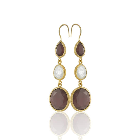 Kadir Jewellery 22 Ayar Altın Kaplama Kadın İnci Küpe -El İşçiliği Ve Hipoalerjenik Küpe - 8