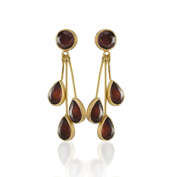 Kadir Jewellery 22 Ayar Altın Kaplama Vintage Küpe -El İşçiliği Ve Hipoalerjenik Küpe - Resim 9