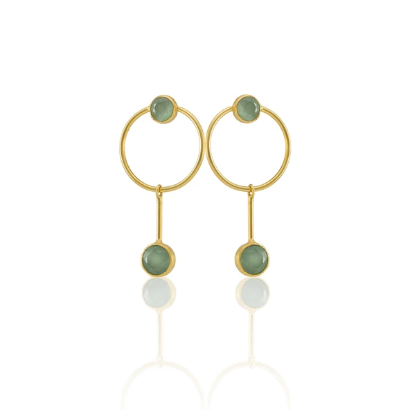 Kadir Jewellery 22 Ayar Altın Kaplama Kadın Sallantılı Küpe -El İşçiliği Ve Hipoalerjenik Küpe - Resim 4