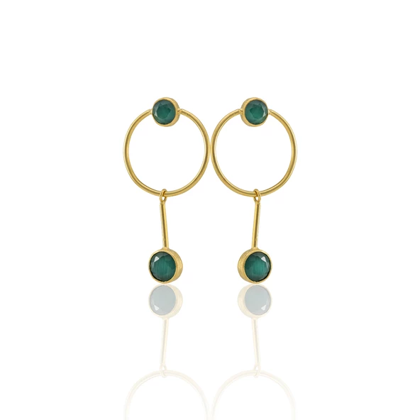 Kadir Jewellery 22 Ayar Altın Kaplama Kadın Sallantılı Küpe -El İşçiliği Ve Hipoalerjenik Küpe - Resim 2