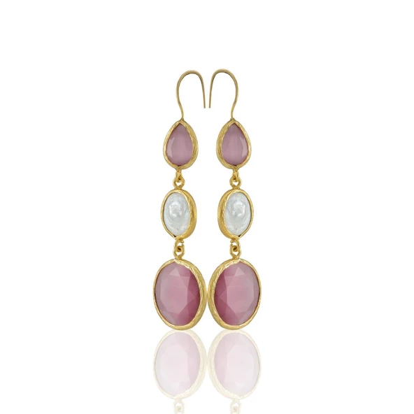 Kadir Jewellery 22 Ayar Altın Kaplama Kadın İnci Küpe -El İşçiliği Ve Hipoalerjenik Küpe - 6