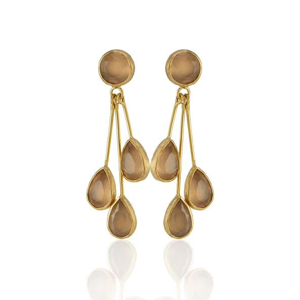 Kadir Jewellery 22 Ayar Altın Kaplama Vintage Küpe -El İşçiliği Ve Hipoalerjenik Küpe - Resim 8