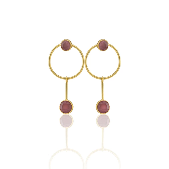 Kadir Jewellery 22 Ayar Altın Kaplama Kadın Sallantılı Küpe -El İşçiliği Ve Hipoalerjenik Küpe - Resim 6