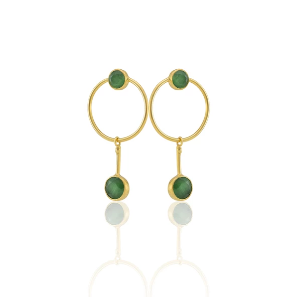 Kadir Jewellery 22 Ayar Altın Kaplama Kadın Sallantılı Küpe -El İşçiliği Ve Hipoalerjenik Küpe - Resim 3