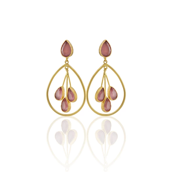 Kadir Jewellery 22 Ayar Altın Kaplama Kadın Sallantılı Küpe -El İşçiliği Ve Hipoalerjenik Küpe - 6