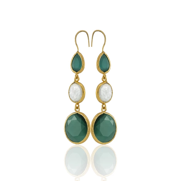 Kadir Jewellery 22 Ayar Altın Kaplama Kadın İnci Küpe -El İşçiliği Ve Hipoalerjenik Küpe - 2