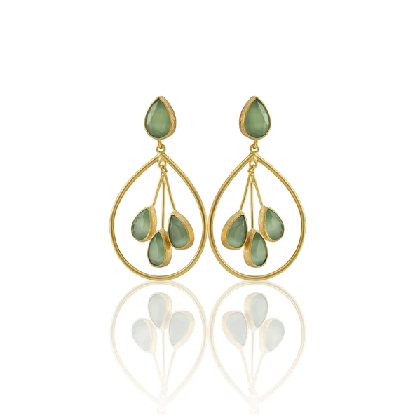 Kadir Jewellery 22 Ayar Altın Kaplama Kadın Sallantılı Küpe -El İşçiliği Ve Hipoalerjenik Küpe - 4