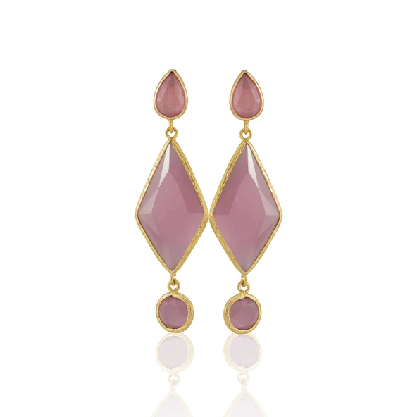 Kadir Jewellery 22 Ayar Altın Kaplama Kadın Sallantılı Küpe -El İşçiliği Ve Hipoalerjenik Küpe - Resim 6