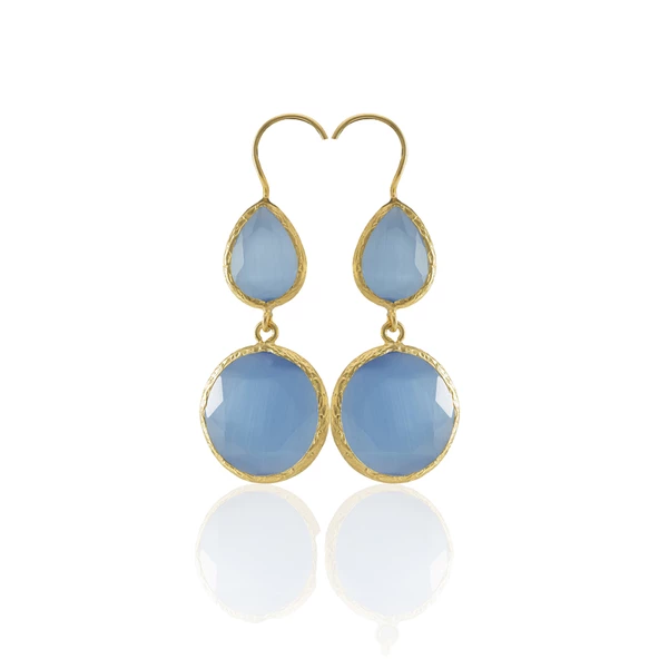 Kadir Jewellery 22 Ayar Altın Kaplama Kadın Taşlı Küpe -El İşçiliği Ve Hipoalerjenik Küpe