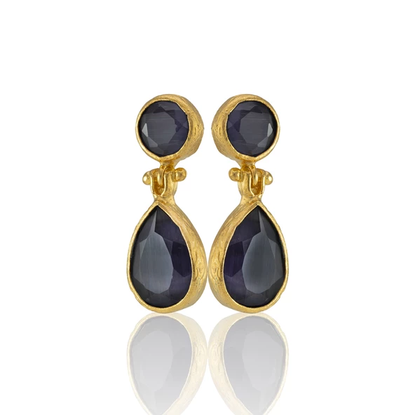 Kadir Jewellery 22 Ayar Altın Kaplama Vintage Küpe -El İşçiliği Ve Hipoalerjenik Küpe - Resim 11