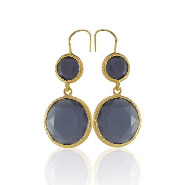 Kadir Jewellery 22 Ayar Altın Kaplama Kadın Taşlı Küpe -El İşçiliği Ve Hipoalerjenik Küpe - Resim 11