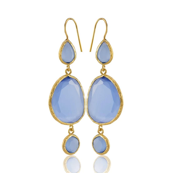 Kadir Jewellery 22 Ayar Altına Kaplama Kadın Sallantılı Küpe -El İşçiliği Ve Hipoalerjenik Küpe - Resim 12