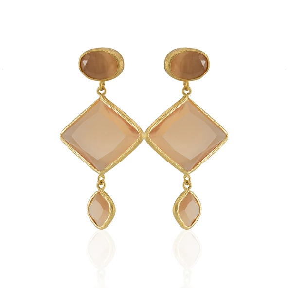 Kadir Jewellery 22 Ayar Altın Kaplama Kadın Sallantılı Küpe -El İşçiliği Ve Hipoalerjenik Küpe - Resim 7