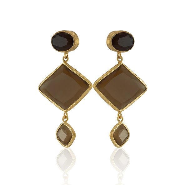 Kadir Jewellery 22 Ayar Altın Kaplama Kadın Sallantılı Küpe -El İşçiliği Ve Hipoalerjenik Küpe - Resim 5